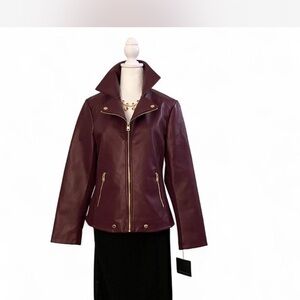 Sale🛍️Marc New York Burgundy faux Leather Motorcycle 🏍️ Jacket. stunning piece